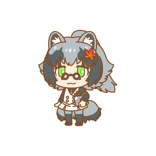 1girl animal_ears danzaburou-danuki_(kemono_friends) extra_ears grey_hair kemono_friends kemono_friends_pavilion long_hair looking_at_viewer official_art solo tail transparent_background