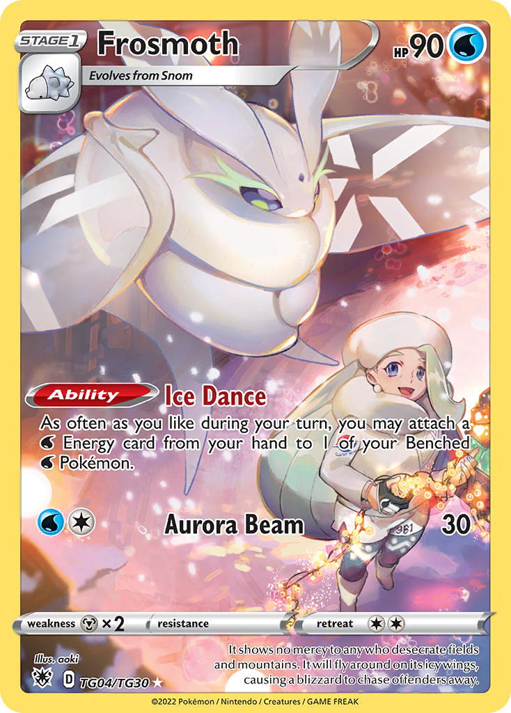 1girl :d aoki_(fumomo) artist_name black_gloves blue_eyes blue_pantyhose boots bug card_(medium) character_name company_name copyright_name copyright_notice earrings english_text eyelashes flying frosmoth gen_8_pokemon gloves hat holding insect_wings jewelry long_hair long_sleeves mature_female melony_(pokemon) nintendo official_art open_mouth pantyhose partially_fingerless_gloves pokemon pokemon_(creature) pokemon_card pokemon_swsh pokemon_tcg shirt shorts smile snom snow snowing standing third-party_source trading_card white_boots white_hair white_hat white_shirt white_shorts wings