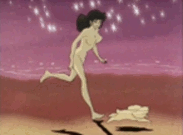 1girl ahoge animated animated_gif anime_screenshot armpit_crease armpits arms_at_sides barefoot beach bouncing_breasts breasts brown_eyes brown_hair collarbone completely_nude curvy dog exhibitionism fanservice feet female_focus full_body groin happy large_breasts legs long_hair lupin_iii matching_hair/eyes mine_fujiko neck nipples nude nudist ocean official_art outdoors public_indecency running sparkle streaking thighs toes