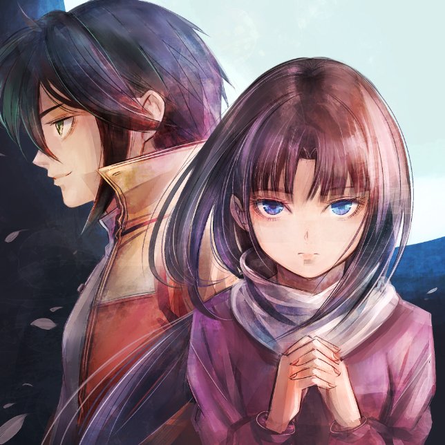 1boy 1girl after_war_gundam_x blue_eyes brown_eyes brown_hair closed_mouth garrod_ran gundam long_hair looking_at_viewer own_hands_together ponytail sushi_(sashimise) tiffa_adill