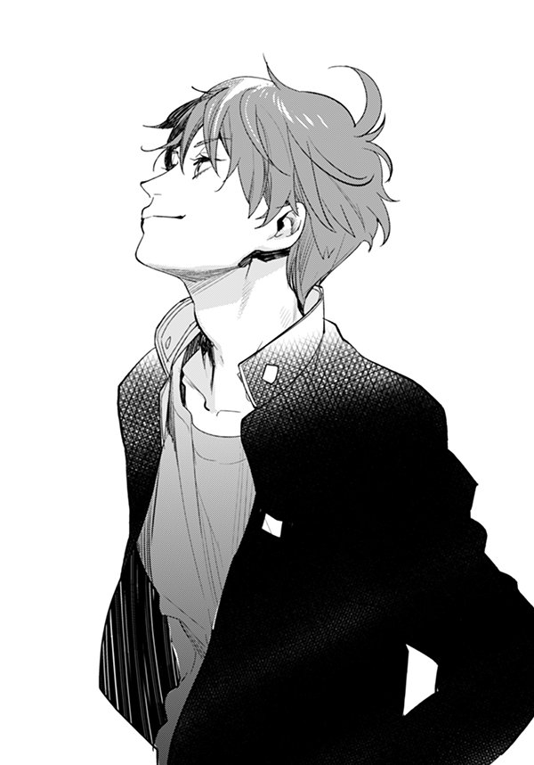 1boy gakuran high_speed! kirishima_natsuya male_focus megumi-square monochrome short_hair smile