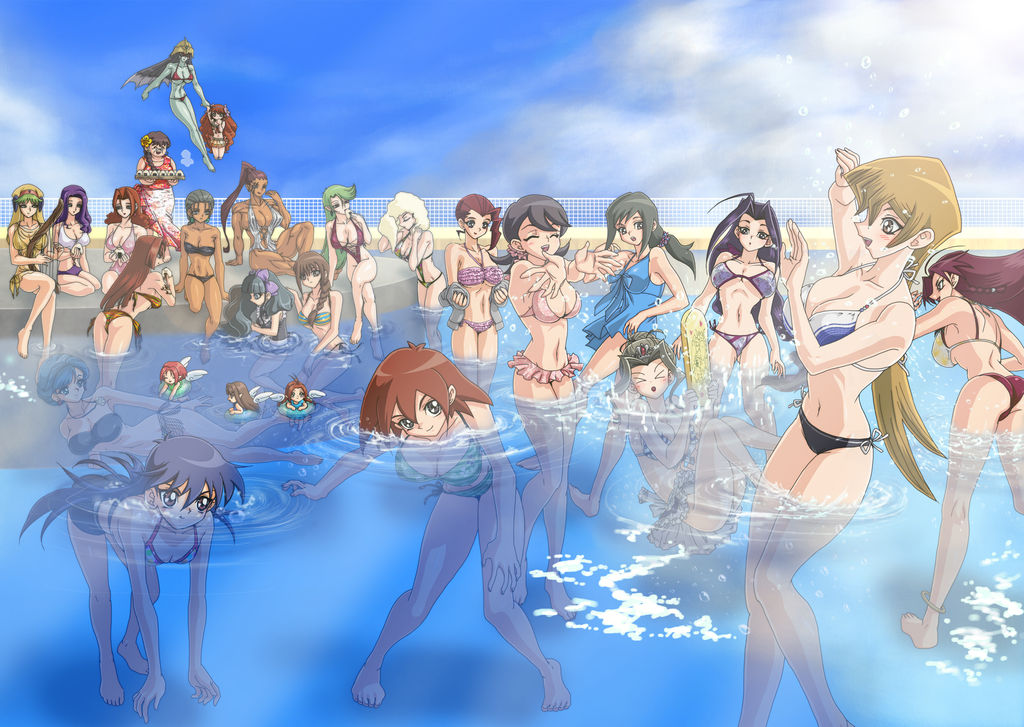 6+girls alice_(yuu-gi-ou_gx) ayukawa_emi barefoot black_hair blonde_hair blue_hair brown_eyes brown_hair camula dancing_fairy dark-skinned_female dark_scorpion_meanae_the_thorn dark_skin dorothy_(yuu-gi-ou_gx) duel_monster elemental_hero_burstinatrix emeralda_(yuu-gi-ou_gx) gina_(yuu-gi-ou_gx) gravekeepers_assailant green_eyes green_hair hamaguchi_momoe josephine_kanou kochou_ran_(yuu-gi-ou_gx) linda_(yuu-gi-ou_gx) maiden_in_love maiden_of_aqua makurada_junko meanae_the_thorn multiple_girls princess_rose(yuu-gi-ou_gx) red_hair saiou_mizuchi saotome_rei seiko_(yuu-gi-ou_gx) spirit_of_the_harp swimsuit tania_(yu-gi-oh!) taniya tenjouin_asuka yellow_eyes yu-gi-oh! yu-gi-oh!_gx