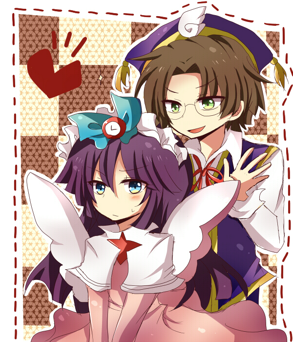 1boy 1girl bad_id bad_pixiv_id blue_eyes brown_hair compile feli_(puyopuyo) glasses gothic_lolita green_eyes hair_ornament hair_ribbon hairband hat heart klug_(puyopuyo) klug_(puyopuyo) lolita_fashion madou_monogatari purple_hair puyopuyo puyopuyo_fever ribbon sofako_(miuccha) white_feli wings