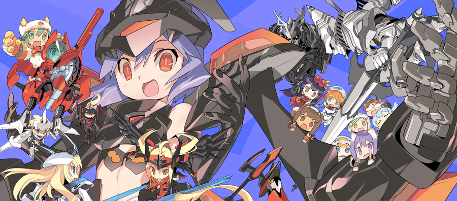 10s 6+girls :o ach alternate_color altines altrene animal_ears arnval benio black_eyes black_hair blade_(galaxist) blonde_hair blue_eyes bright_feather_(busou_shinki) brown_eyes brown_hair busou_shinki cat_ears chibi closed_eyes elbow_gloves eukrante gloves green_eyes green_hair harmony_grace kohiru long_hair maochao mecha merienda multiple_girls open_mouth partio polearm pomock purple_hair red_eyes robot short_hair sword tan trident twintails valona weapon werkstra wings xiphos