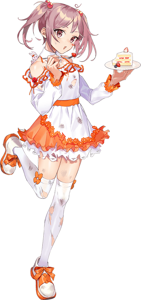 1girl animal black_thighhighs burnt_clothes cake cake_slice dress drew_(drew213g) food fork full_body hair_bobbles hair_ornament holding holding_fork holding_plate kantai_collection long_sleeves official_art one_eye_closed open_mouth pink_eyes pink_hair plate rabbit sazanami_(12th_anniversary)_(kancolle) sazanami_(kancolle) shoes short_hair smile solo strawberry_shortcake tachi-e thighhighs third-party_source transparent_background twintails white_dress white_shoes