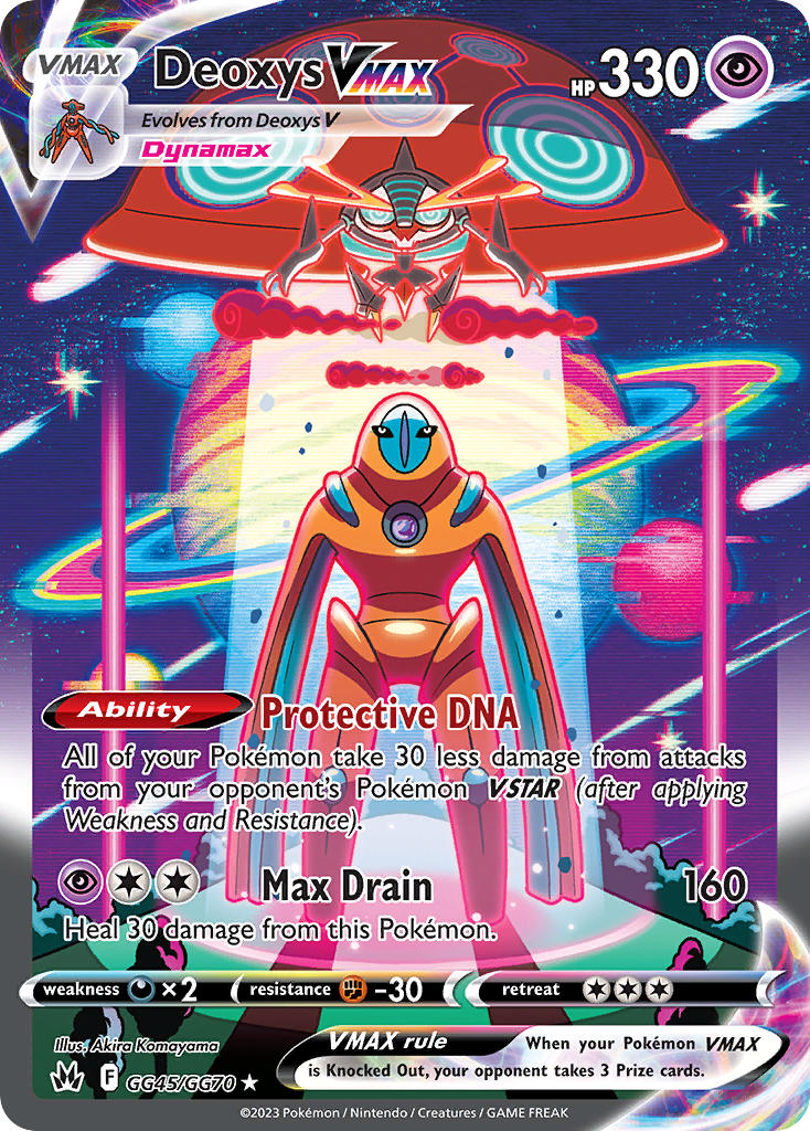 artist_name black_sclera bush card_(medium) character_name colored_sclera company_name copyright_name copyright_notice deoxys deoxys_(defense) deoxys_(normal) dynamax english_text gen_3_pokemon gen_8_pokemon gigantamax gigantamax_orbeetle glitch hill komayama_akira mythical_pokemon nintendo official_art orbeetle planet planetary_ring pokemon pokemon_(creature) pokemon_card pokemon_focus pokemon_tcg red_clouds shooting_star standing star_(sky) third-party_source trading_card tree white_eyes