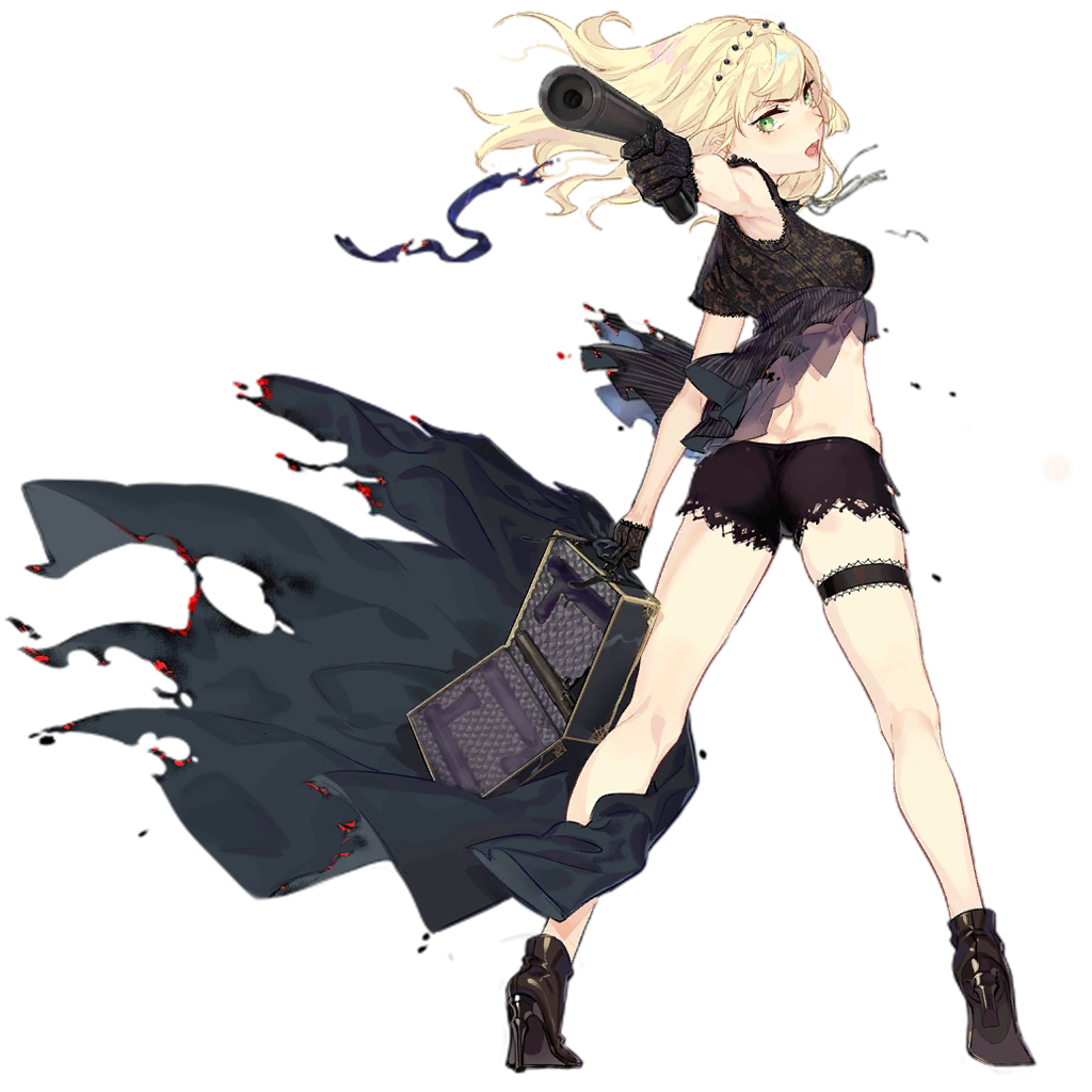 1girl aiming aiming_at_viewer ass bike_shorts black_gloves black_shorts blonde_hair blush bolt_action breasts briefcase butt_crack damaged defeat frilled_thigh_strap from_behind full_body girls&#039;_frontline gloves green_eyes gun handgun high_heels holding holding_case holding_gun holding_weapon integral_suppressor integrally-suppressed_firearm jacket looking_at_viewer looking_back medium_breasts official_alternate_costume official_art open_mouth serious shirt short_hair shorts solo suppressor thigh_strap thighs torn_clothes torn_jacket torn_shirt transparent_background underwear ushi_(newrein) weapon welrod welrod_mk_ii welrod_mkii_(girls&#039;_frontline) welrod_mkii_(nightfall_crisis)_(girls&#039;_frontline)