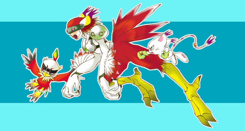 covered_eyes digimon digimon_(creature) fusion hawkmon helmet long_ears mask silphymon tailmon