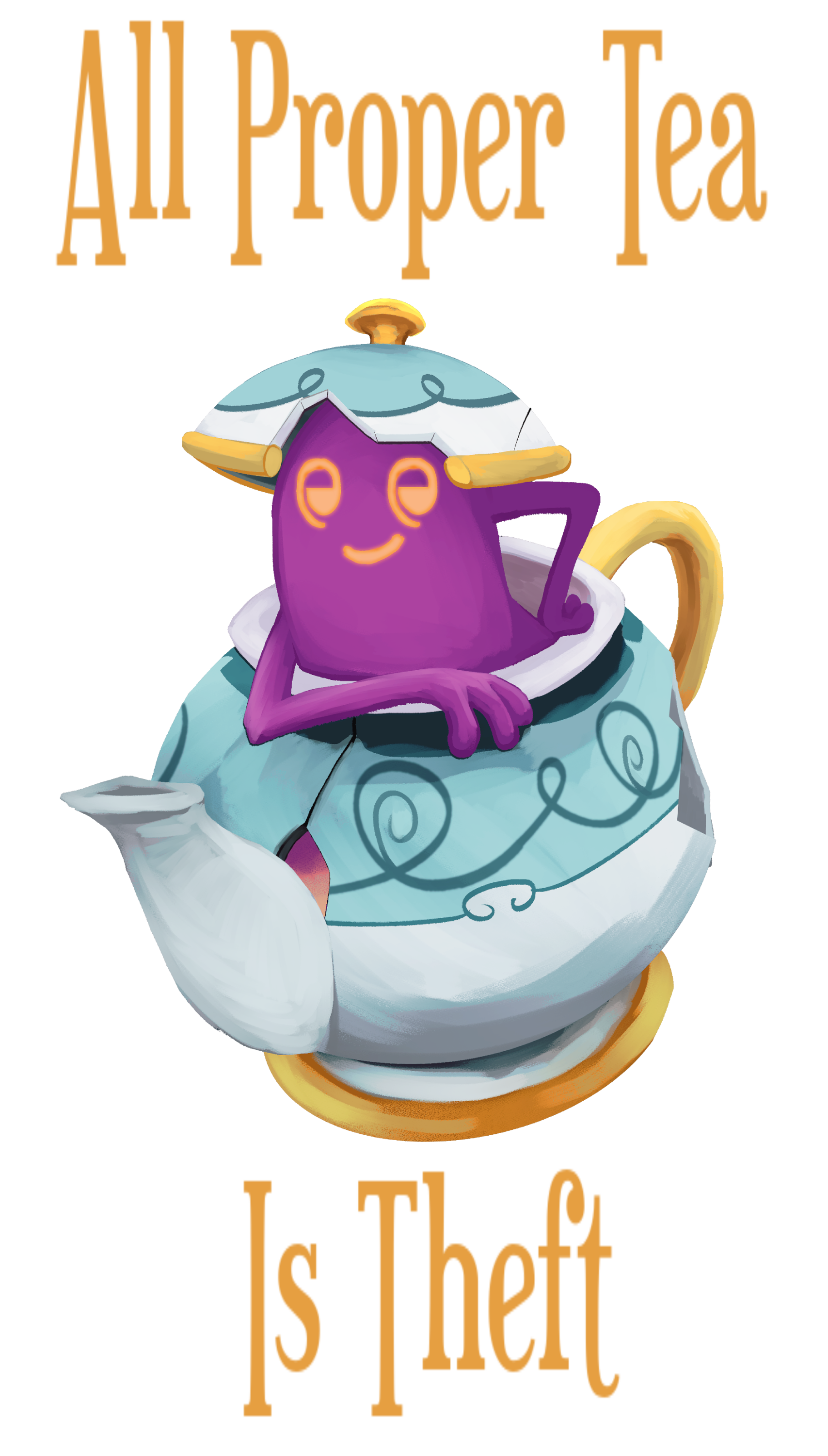 absurdres commentary creature english_commentary english_text full_body gen_8_pokemon highres looking_at_viewer nintendo no_humans pokemon pokemon_(creature) polteageist ruderubicante simple_background smirk solo white_background