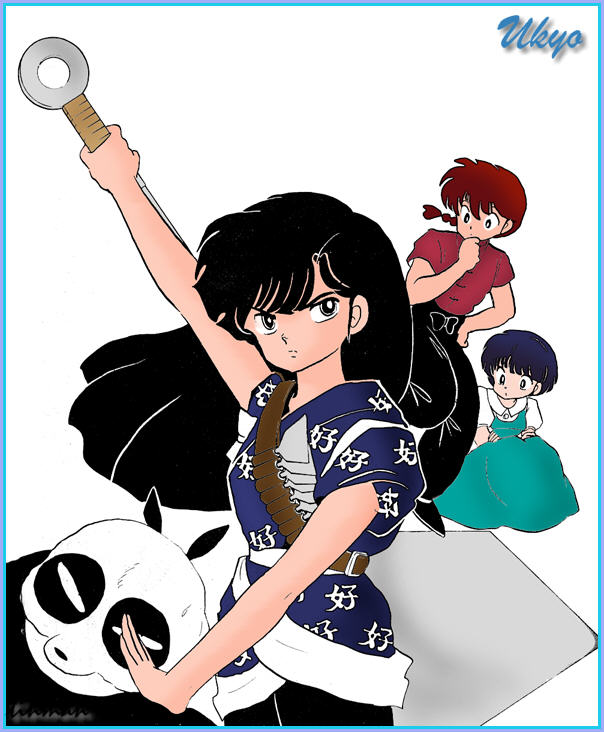 comic kuonji_ukyou manga_(object) ranma-chan ranma_1/2 saotome_genma_(panda) tagme tendou_akane