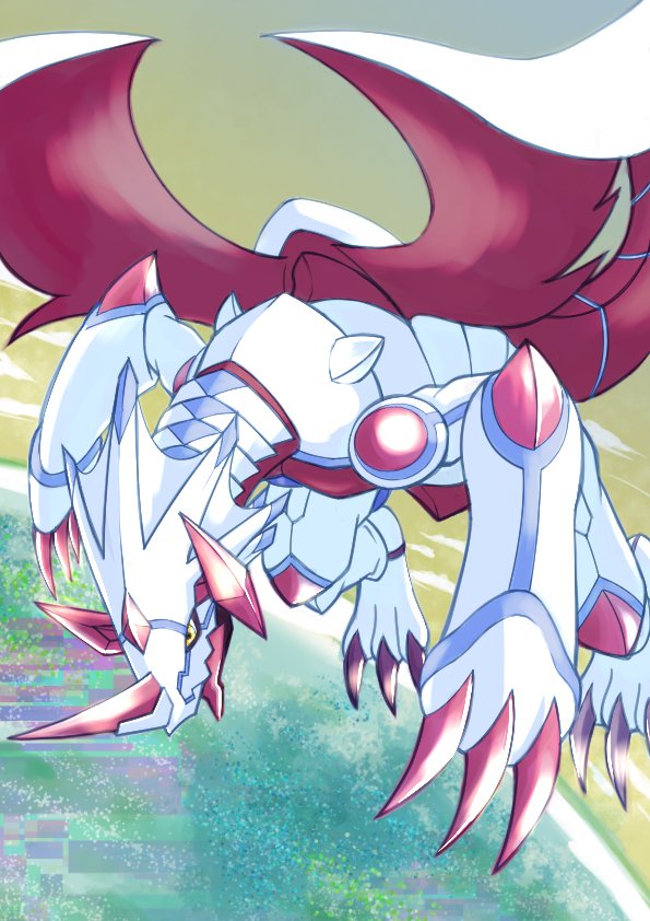 canoweissmon claws digimon digimon_(creature) dragon horns solo yellow_eyes