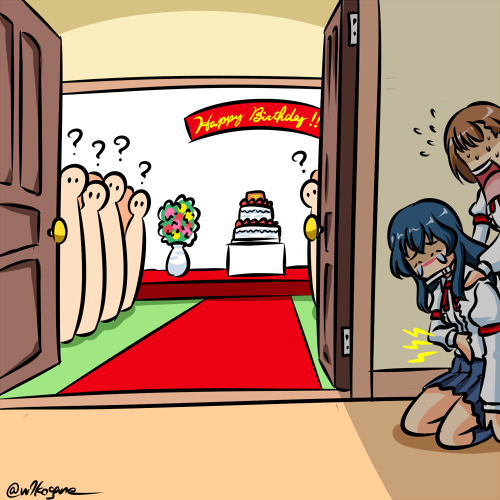 blue_hair blue_skirt blue_socks brown_hair closed_eyes collared_shirt crying eclair_(girls_und_panzer) girls_und_panzer girls_und_panzer_gekitou!_maginot-sen_desu!! hand_on_own_stomach juliet_sleeves kneehighs kneeling kogane_(staygold) long_hair long_sleeves lowres maginot_school_uniform miniskirt multiple_girls pleated_skirt puffy_sleeves red_ribbon ribbon school_uniform shirt short_hair signature skirt socks white_shirt