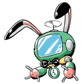 clock digimon digimon_(creature) digimon_next floating guidemon monitor rabbit_ears solo