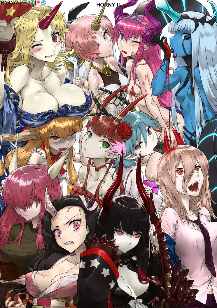 001_(darling_in_the_franxx) 6+girls aqua_eyes aqua_hair bikini black_gold_saw black_hair black_rock_shooter blonde_hair blood blood_on_hands blue_eyes blue_skin breast_rest breasts breasts_on_head brown_eyes brown_hair c_(control) chainsaw_man character_request choker cleavage clenched_teeth colored_skin crossover cup darling_in_the_franxx dripping elfen_lied elizabeth_bathory_(brave)_(fate) elizabeth_bathory_(fate) fang fangs fate/apocrypha fate/extra fate/grand_order fate_(series) frankenstein&#039;s_monster_(fate) green_eyes hair_between_eyes hair_over_eyes hair_over_one_eye haraya_manawari hime_cut horns hoshiguma_yuugi ibuki_suika japanese_clothes kamado_nezuko kimetsu_no_yaiba kimono large_breasts licking light_brown_hair long_hair long_sleeves lucy_(elfen_lied) mashu_(control) medium_breasts micro_bikini mouth_hold multiple_crossover multiple_girls navel necktie one_eye_closed oni_horns open_mouth orange_eyes orange_hair pale_skin pink_eyes pink_hair pointy_ears power_(chainsaw_man) q_(control) revealing_clothes sakazuki serious sharp_teeth short_hair silver_hair single_horn sleeves_past_wrists small_breasts smile spaghetti_strap spoilers swimsuit teeth touhou trait_connection