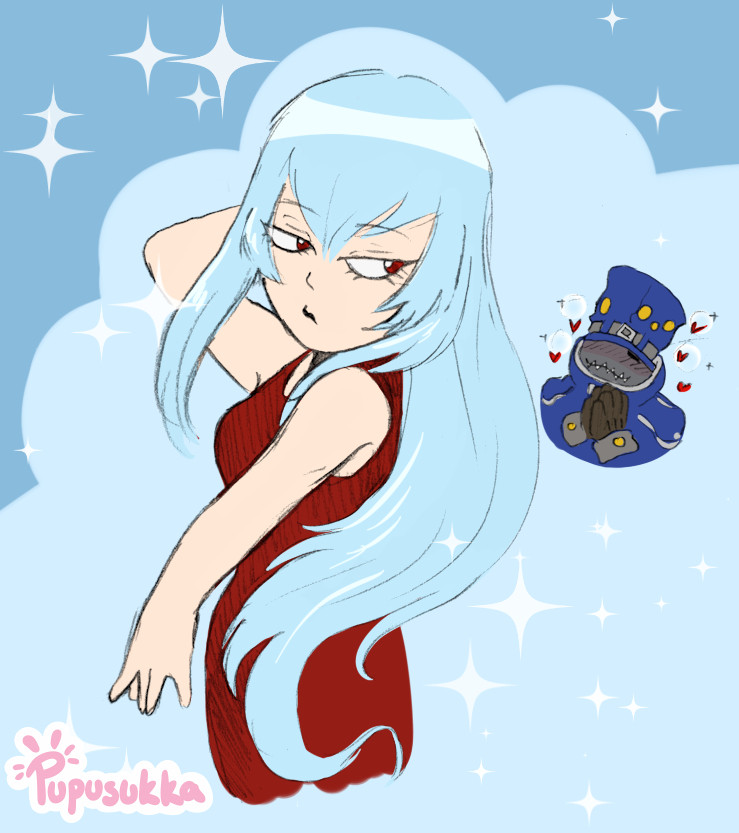 archnemon belt blue_hair digimon digimon_(creature) digimon_adventure_02 hat long_hair mummymon yellow_eyes