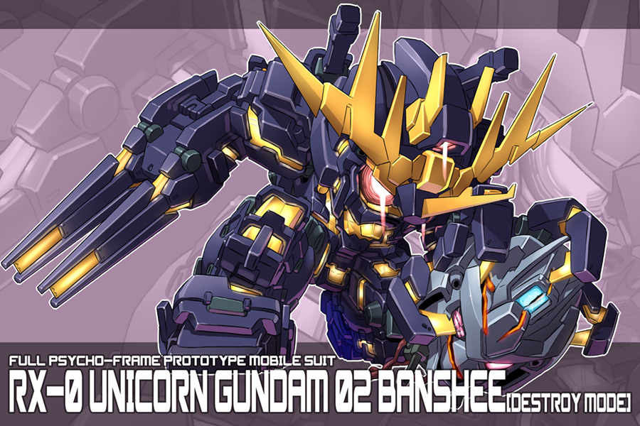 character_name delta_plus english_text glowing gundam gundam_unicorn mecha no_humans robot unicorn_gundam_banshee yabe_makoto