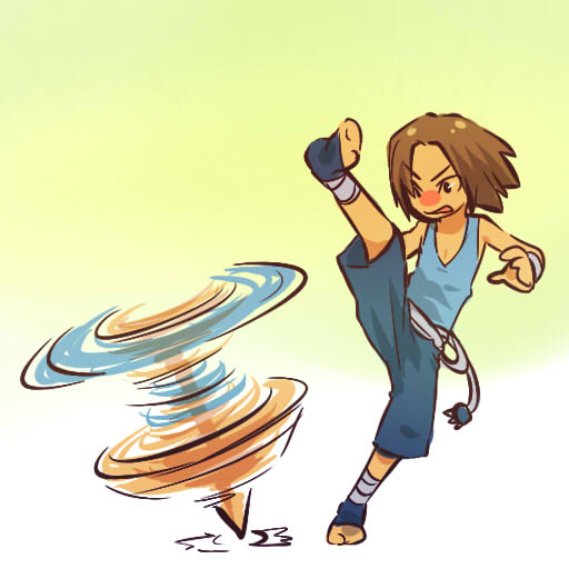 1990s_(style) 1boy bandages brown_hair creature_and_personification fighter gen_2_pokemon hitec hitmontop kicking male_focus moemon nintendo pants personification pokemon pokemon_(creature) pokemon_gsc retro_artstyle spinning