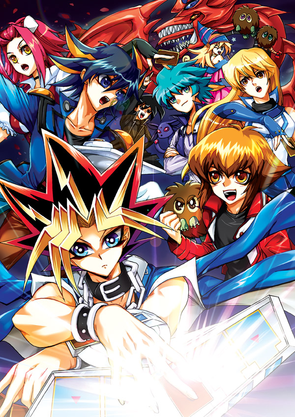 3girls 5boys bad_deviantart_id bad_id black_hair blonde_hair blue_eyes blue_hair brown_eyes brown_hair card choker crossover crystal_beast_ruby_carbuncle dark_magician_girl dragon duel_disk duel_monster colored_bangs elbow_gloves fingerless_gloves fudo_yusei gloves hair_ornament hand_on_card hat holding holding_card izayoi_aki jacket jewelry johan_andersen kuriboh kuribon long_hair manjoume_jun millennium_puzzle monster multicolored_hair multiple_boys multiple_girls muto_yugi necklace obelisk_blue_uniform one_eye_closed open_mouth osiris_red_uniform osiris_the_sky_dragon penshia pile_of_cards red_hair ruby_carbuncle school_uniform short_hair smile streaked_hair tenjouin_asuka two-tone_hair winged_kuriboh wink wizard_hat yami_yugi yellow_eyes yu-gi-oh! yu-gi-oh!_5d&#039;s yu-gi-oh!_duel_monsters yu-gi-oh!_gx yu-gi-oh_(card) yuki_judai