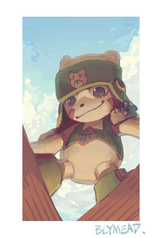 1boy artist_name bear bly_mead body_fur border chackmon digimon digimon_(creature) digimon_frontier male_focus skiing solo white_border white_fur