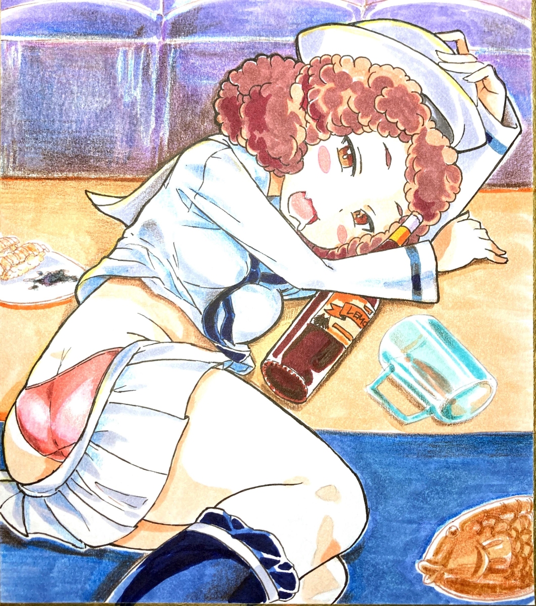 1girl ass butt_crack drunk girls_und_panzer highres nabeyu panties rum_(girls_und_panzer) tagme underwear