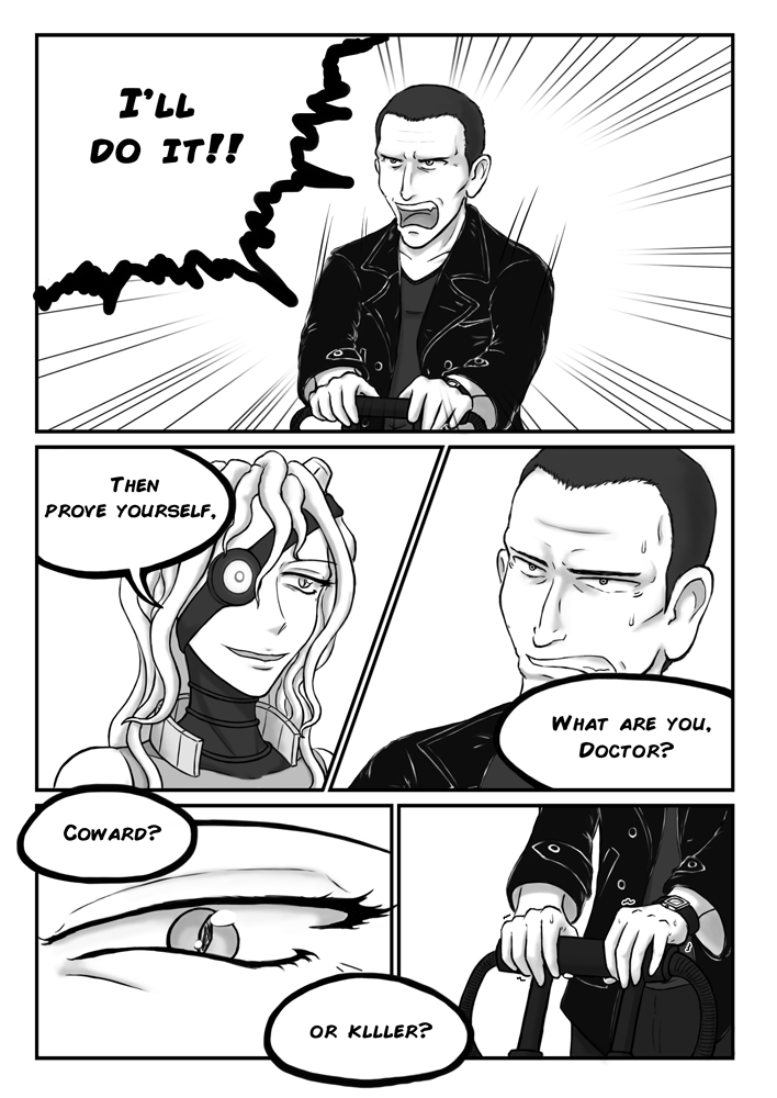 comic dalek dalek_emperor doctor_who eyepatch jacket leather leather_jacket monochrome ninth_doctor personification teeth