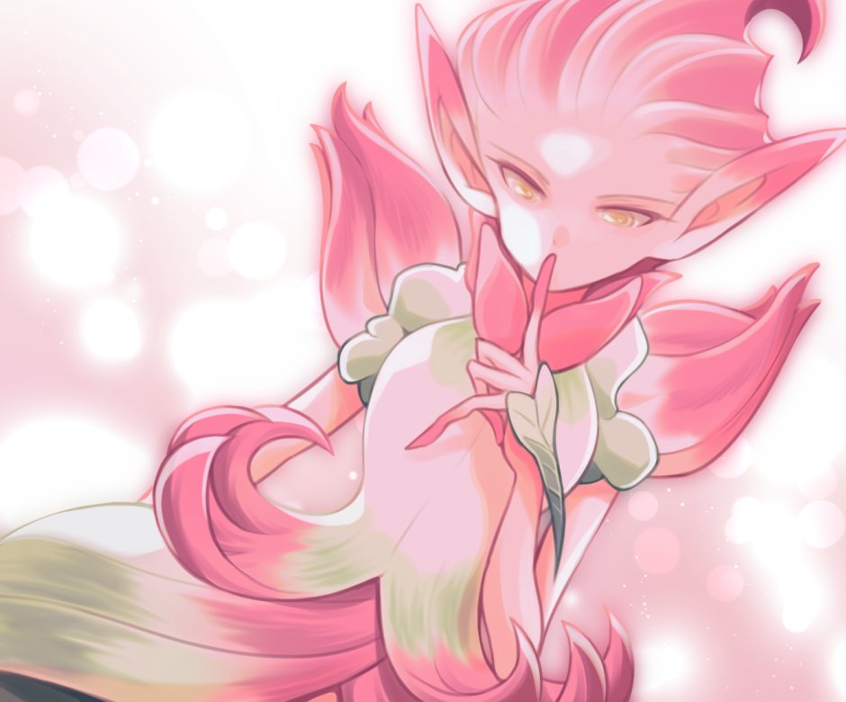 1boy androgynous breath_of_fire breath_of_fire_ii colored_skin dress finger_to_mouth long_pointy_ears looking_at_viewer minashirazu monster_boy pink_hair pink_skin pointy_ears short_hair solo spar yellow_eyes