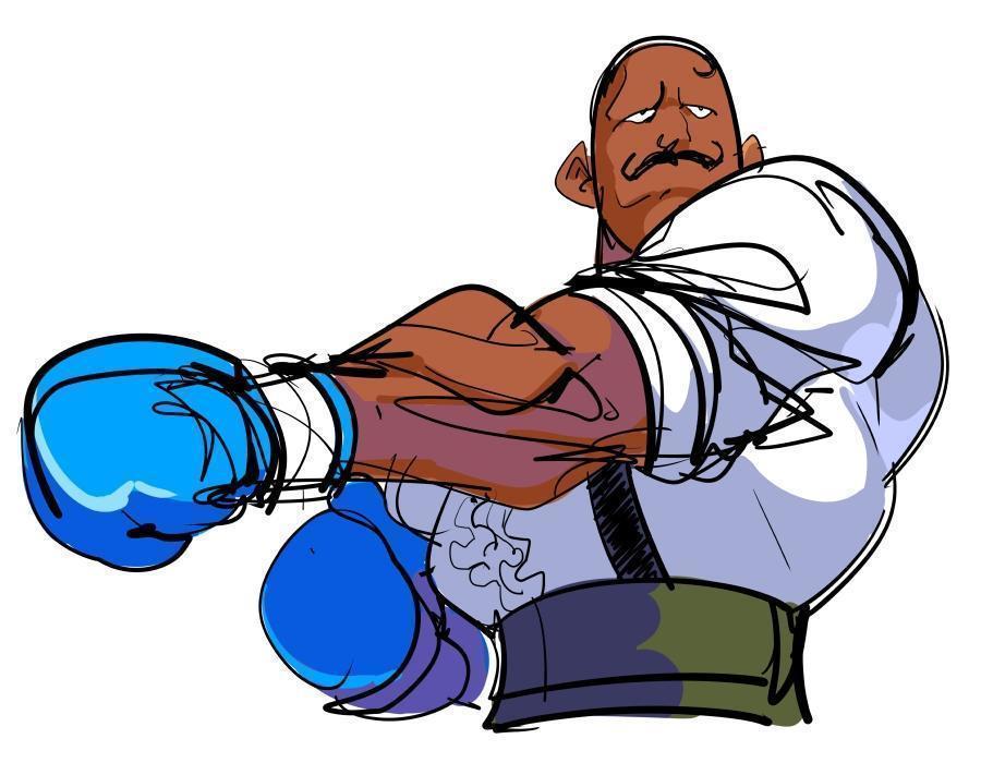 1boy bald dark_skin dudley full_body male_focus shoes simple_background smile street_fighter tagme watatanza white_background