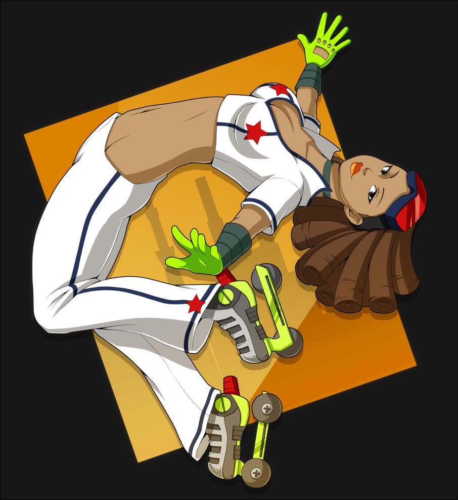 1girl breasts dark-skinned_female dark_skin jet_set_radio nessasan piranha_(jsr) sega