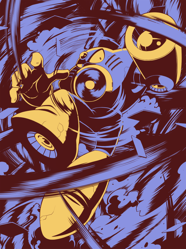 1boy air_man air_man_ga_taosenai arm_cannon boots commentary commentary_request debris english_commentary full_body gloves jumping looking_at_viewer male_focus mega_man_(classic) mega_man_(series) mega_man_2 mixed-language_commentary motion_lines napo robot solo weapon wind