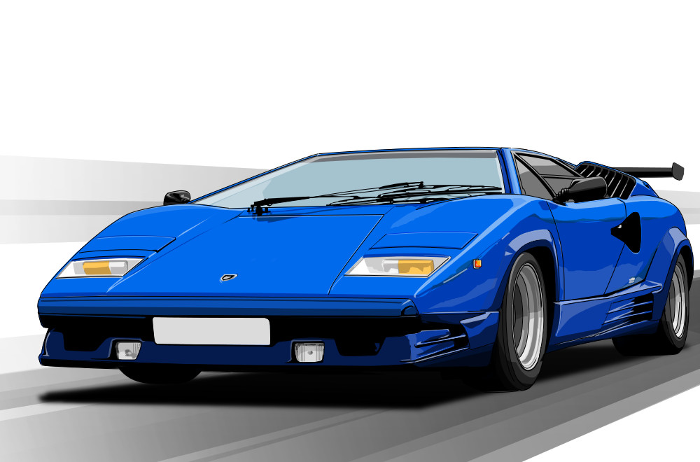 blue_car car commentary directman english_commentary lamborghini lamborghini_countach mixed-language_commentary motor_vehicle no_humans original road shadow simple_background spoiler_(automobile) sports_car vehicle_focus white_background