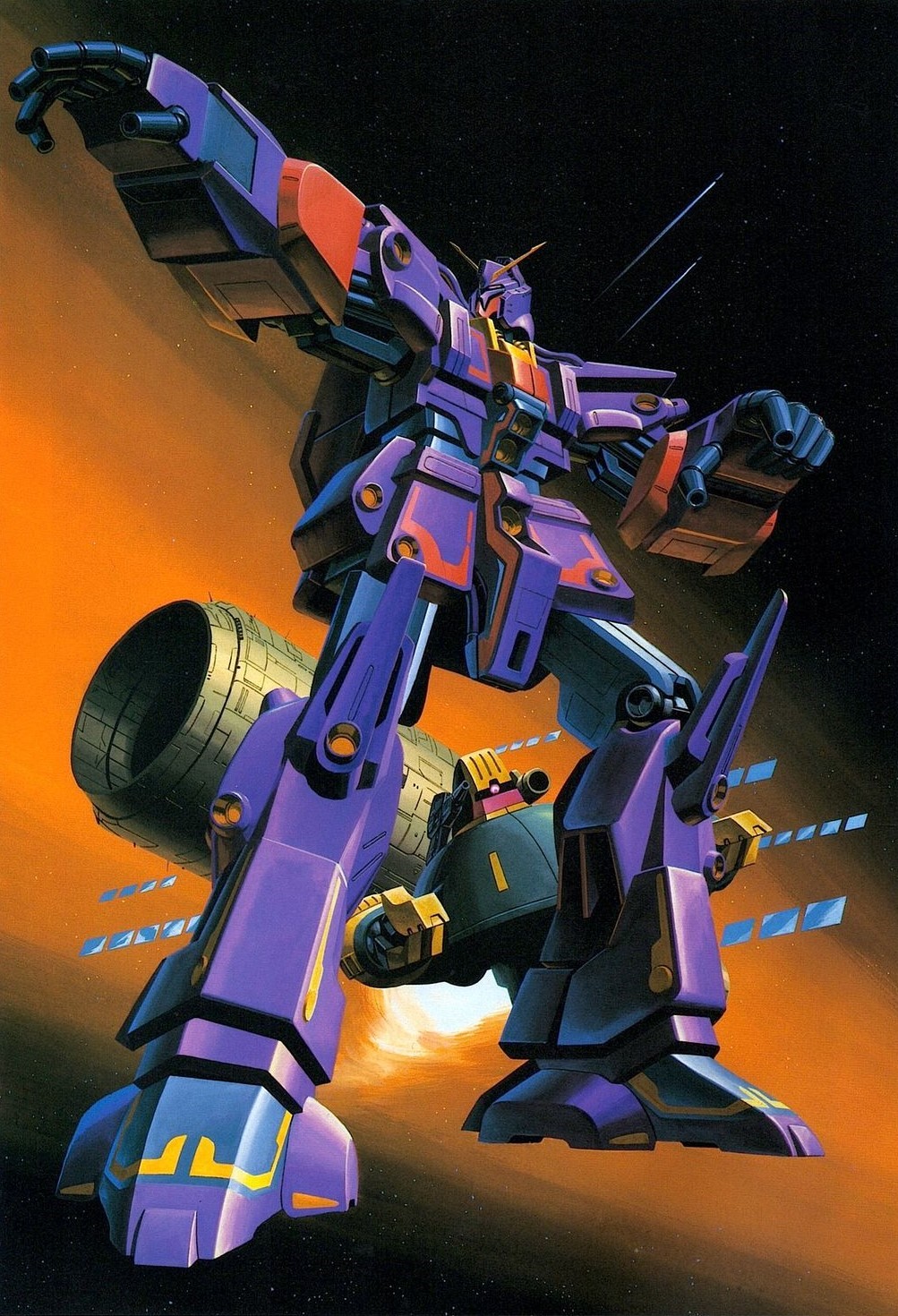 baund_doc gundam highres ishibashi_kenichi mecha no_humans official_art psyco_gundam_mk_ii robot space zeta_gundam