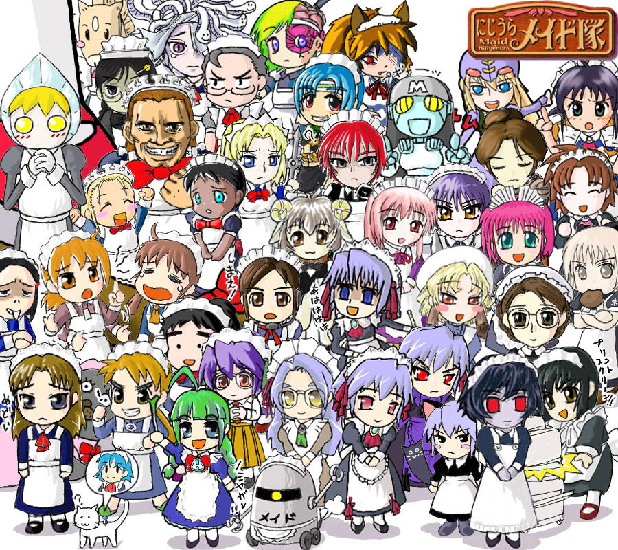 00s 1980s_(style) 3m 6+boys 6+girls :3 ? ^_^ ahoge andou_mahoro animal_ears annotation_request apron artist_request atlus black_eyes black_hair black_legwear blonde_hair blue_eyes blush blush_stickers braid brown_eyes brown_hair cat character_request chibi chibi_yami chikoi closed_eyes clothed_robot copyright_request creature crossed_arms crossover crying danbai dark-skinned_female dark_skin devil_summoner devil_summoner:_soul_hackers devil_summoner_(series) dunbi eliza_lancaster emma emma_(victorian_romance_emma) everyone facing_viewer fang fate/stay_night fate_(series) full_body futaba_channel futoi glasses green_hair grin headset hidoi hisui_(tsukihime) horns humanoid_robot index_finger_raised kawarazakike_no_ichizoku_2 kiri-san kotonomiya_yuki kudoi kurai_(nijiura_maids) long_sleeves looking_at_viewer m-ko mahoromatic maid maid_apron maid_headdress mary_(soul_hackers) me-tan medoi medyui mega_man_(series) mega_man_battle_network megami_tensei mika_(kawarazakike_no_ichizoku) mika_(kawarazakike_no_ichizoku_2) modoi monitor mouth_hold multiple_boys multiple_girls nijiura_maids oldschool open_mouth orange_eyes orange_hair os-tan parted_bangs partially_annotated partially_translated photocopier pink_hair purple_hair red_eyes red_hair retro_artstyle robot sapphism_no_gensou scolding seisenshi_dunbine sheep_boy sheep_ears sheep_horns shippai shirley_(manga) shirley_medison shitsuji sign simple_background smile snake_hair speech_bubble spoken_character standing suigetsu translation_request tsukihime twin_braids v_arms victorian_romance_emma waist_apron warning_sign white_apron white_background white_legwear yami_yuki yellow_eyes yuki-san yukiko-san