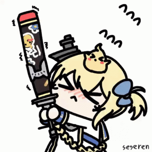 &gt;_&lt; 1girl animated animated_gif azur_lane baby_animal bird chick little_renown_(azur_lane) lowres manjuu_(azur_lane) renown_(azur_lane) seseren shaking