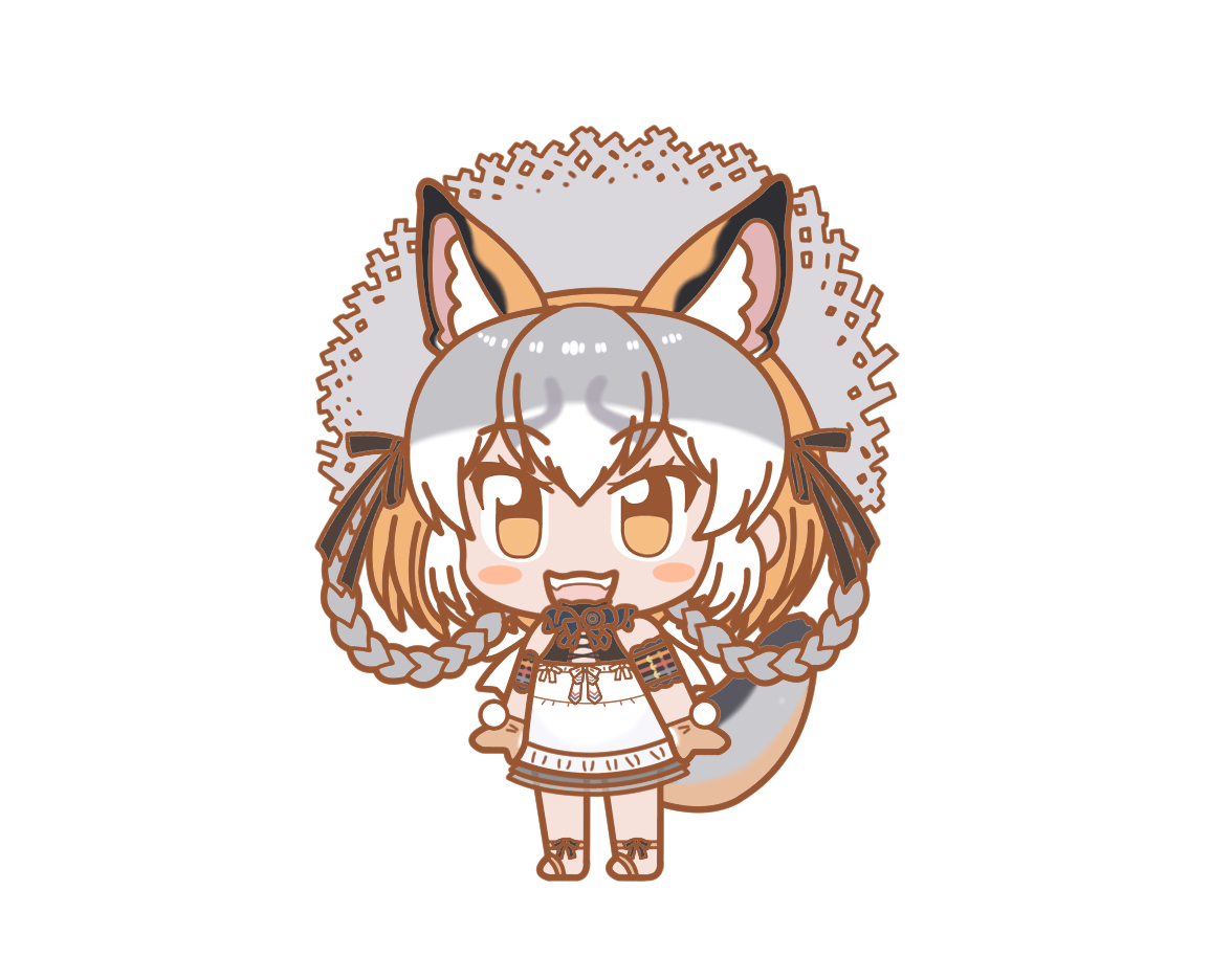 1girl ef63_11 grey_hair island_fox_(kemono_friends) kemono_friends kemono_friends_pavilion kemono_friends_v_project long_hair looking_at_viewer multicolored_hair orange_hair simple_background solo virtual_youtuber