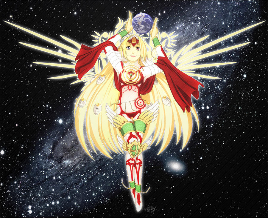 1girl absurdly_long_hair alternate_design bayonetta_(series) bayonetta_1 blue_eyes divine_being divine_entity griddles humanization jubileus_(bayonetta) long_hair non-web_source very_long_hair