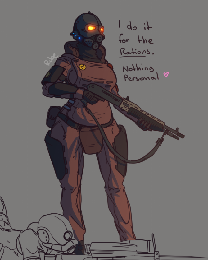 2girls arm_armor armor armored_collar artist_name badge belt belt_pouch black_belt black_gloves breasts bulletproof_vest button_badge combine_assassin combine_soldier commentary crotch_plate english_commentary english_text faceless faceless_female full_body gas_mask genderswap genderswap_(otf) gloves glowing glowing_eyes grey_background gun gun_sling half-life half-life_(series) half-life_2 heart helmet holding holding_gun holding_weapon justrube leg_armor long_sleeves lying mask military_combat_uniform military_uniform multiple_girls one-eyed pants partially_colored pouch pump_action red_pants rifle science_fiction shotgun simple_background sniper_rifle soldier spas-12 standing weapon wide_hips