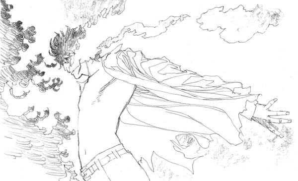1boy belt greyscale kekkai_sensen male_focus md5_mismatch monochrome nakamura_yutaka open_clothes open_shirt resized scar shirt sketch solo steven_a._starphase