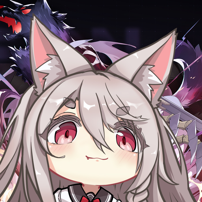 1girl :3 animal_ear_fluff animal_ears azur_lane black_sailor_collar blush braid chibi close-up closed_mouth colored_eyelashes dark_background dog_ears grey_hair hair_between_eyes long_hair looking_at_viewer meme mutsuki_face_(blue_archive) no_nose red_eyes sailor_collar school_uniform serafuku short_eyebrows side_braid smug thick_eyebrows wolf wolf_ears wolf_girl yu_su_(moziki) yuudachi_(azur_lane) yuudachi_(retrofit)_(azur_lane)