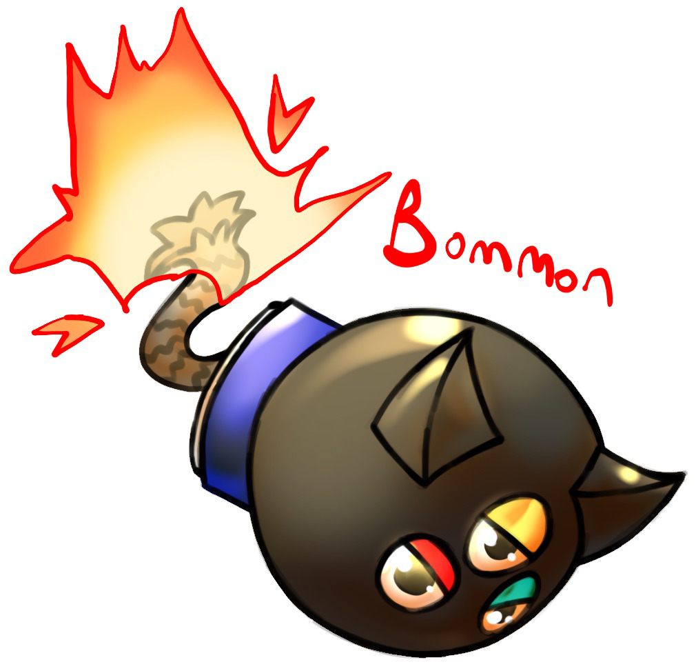 bomb bommon digimon digimon_(creature) explosive fire floating solo third_eye