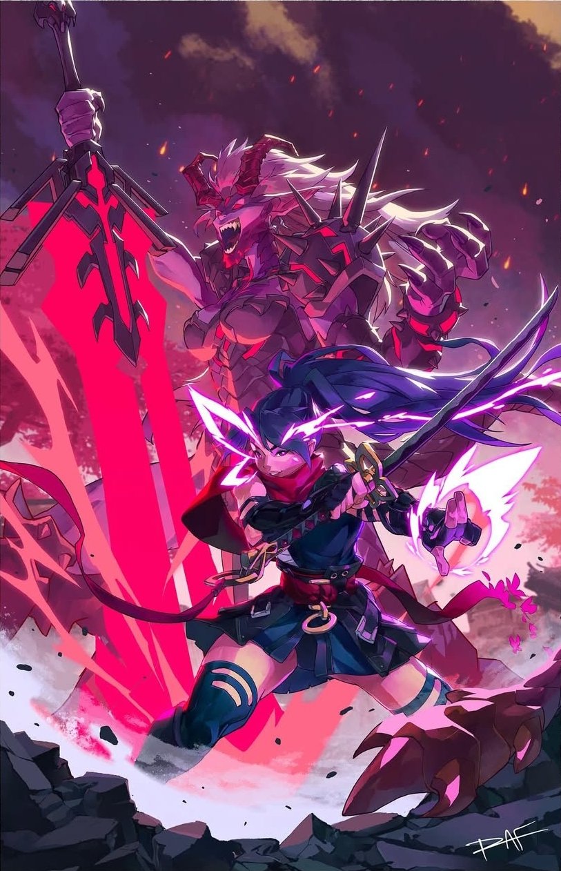 breasts darkchylde elbow_gloves gloves highres holding holding_sword holding_weapon japanese_clothes katana kimono long_hair looking_at_viewer magik_(x-men) marvel marvel_rivals ponytail psylocke psylocke_(sai) purple_eyes purple_hair rphutch1975 sarashi scarf superhero_costume sword weapon x-men