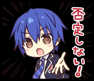 1boy black_jacket blazer blue_hair blue_necktie brown_eyes chibi collared_shirt date_a_live itsuka_shidou jacket lowres male_focus motion_lines necktie official_art open_mouth raizen_high_school_uniform school_uniform shirt short_hair solo third-party_source v-shaped_eyebrows white_shirt