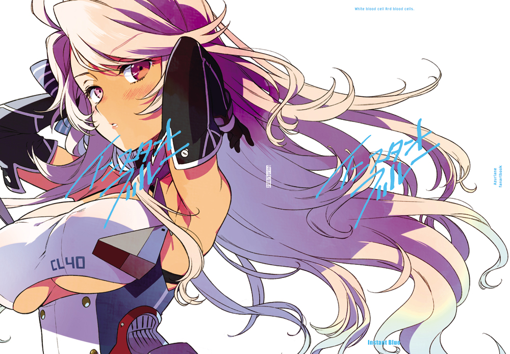 1girl arms_behind_head arms_up azur_lane bare_shoulders black_gloves blonde_hair blush breasts brooklyn_(azur_lane) buttons clothing_cutout covered_erect_nipples dark-skinned_female dark_skin elbow_gloves eyebrows facing_away female_focus floating_hair gloves hair_between_eyes long_hair looking_away medium_breasts orange_eyes parted_lips solo underboob underboob_cutout zekkyou_(h9s9)