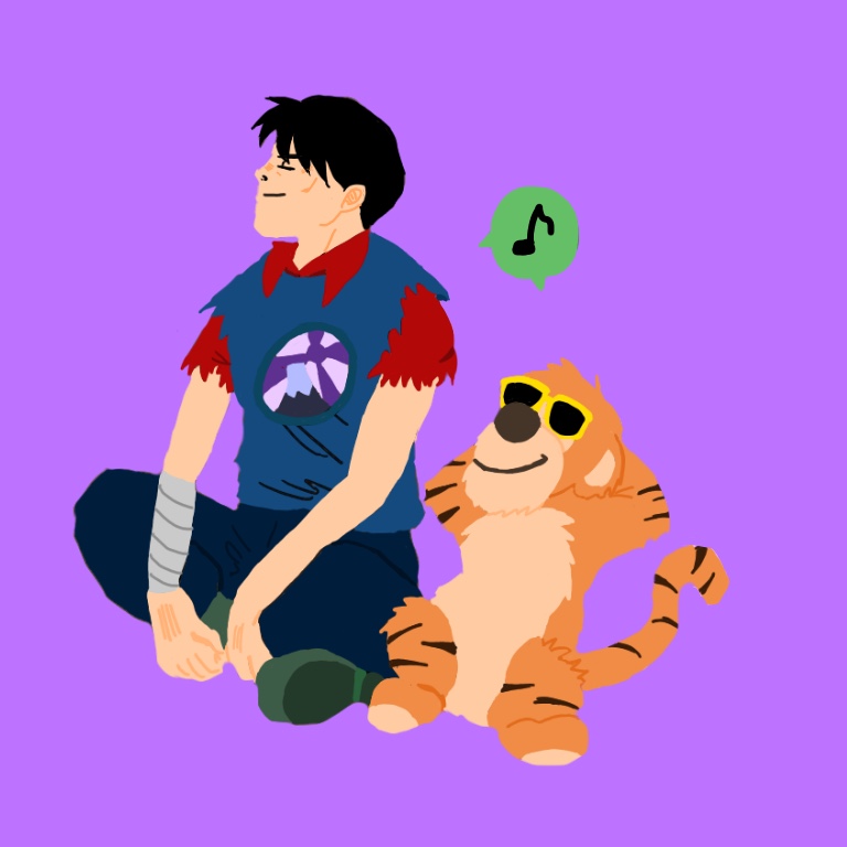 akira_(manga) crossover male_focus purple_background sunglasses tagme tigger yamagata yamagata_(akira)