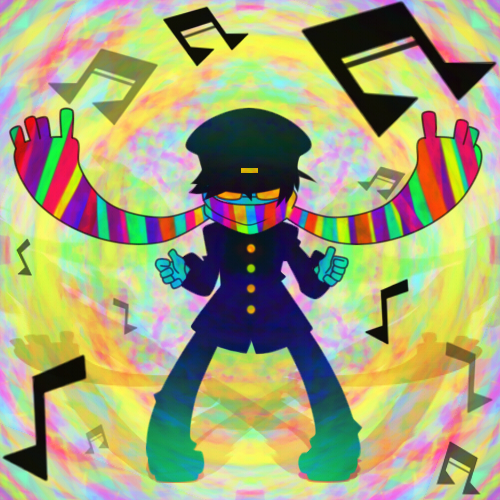 1boy bemani colorful glasses hat kashiri_kurosuke lowres male_focus nakaji pop&#039;n_music scarf school_uniform short_hair solo