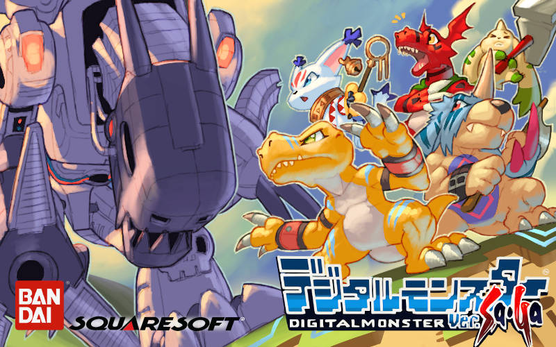 agumon agumon_x-antibody digimon digimon_(creature) dragon gabumon gabumon_x-antibody guilmon looking_at_another mugendramon robot sharp_teeth tailmon tailmon_x-antibody teeth terriermon wings