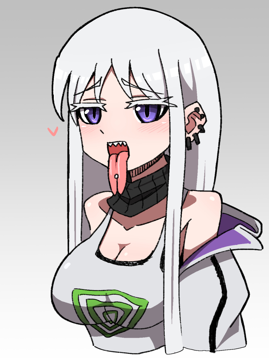 1girl cheona_(last_origin) forked_tongue highres last_origin long_tongue omoitsuka tagme tongue