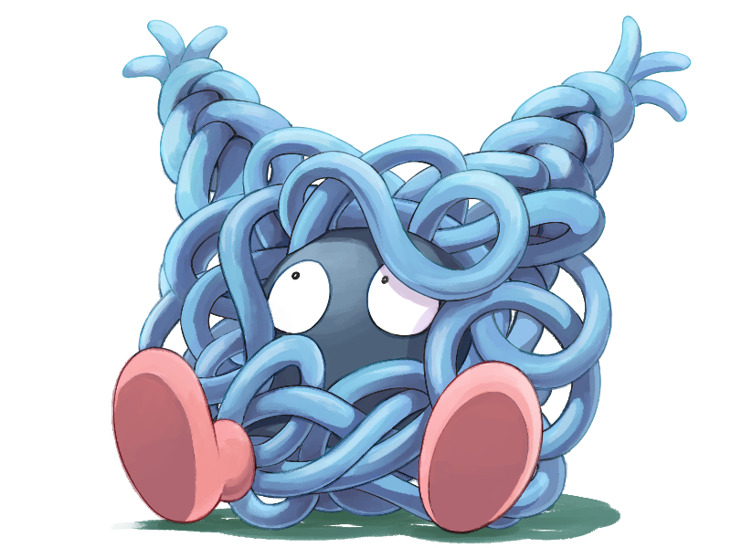 black_eyes bright_pupils commentary_request full_body gen_1_pokemon looking_up mukiguri nintendo no_humans pokemon pokemon_(creature) pokemon_focus red_shoes shoes sitting solo tangela tentacles white_background white_pupils