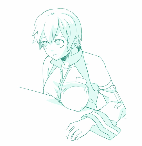 1girl breasts fanloid kaiko_(vocaloid) large_breasts looking_away shirt tight_clothes tight_shirt vocaloid