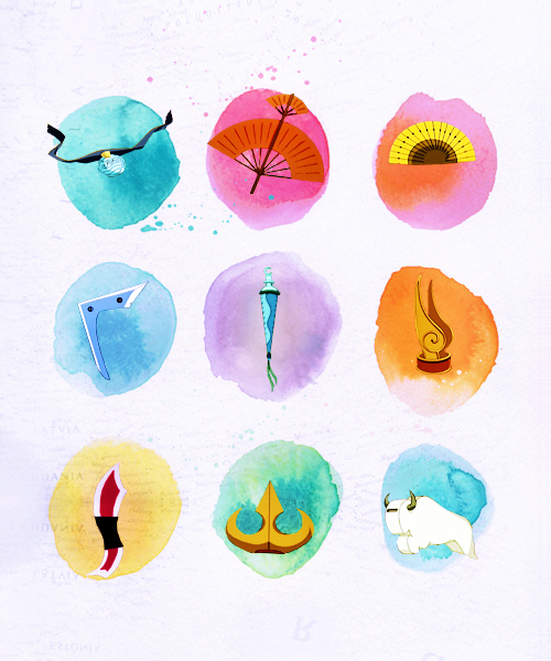 aang avatar:_the_last_airbender avatar_legends azula boomerang hand_fan katara no_humans sokka suki_(avatar) yue_(avatar) zuko