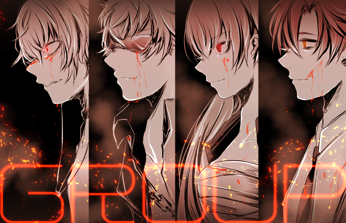 1girl 3boys accelerator_(toaru_majutsu_no_index) artist_request blood etzali multiple_boys musujime_awaki profile sunglasses toaru_majutsu_no_index tsuchimikado_motoharu